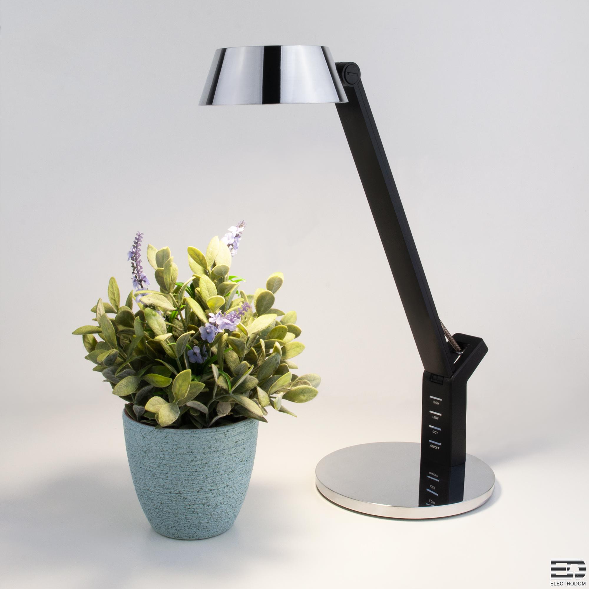 Светодиодная настольная лампа с сенсорным управлением Eurosvet Slink 80426/1 черный/серебро - цена и фото 5